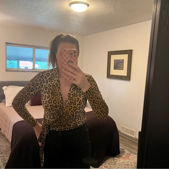 Neiman Marcus Tops - Neiman Marcus Leopard Print wrap blouse Very Cute!